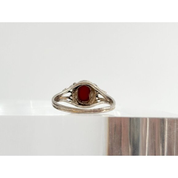 Natural Coral Cabochon Sterling Silver SW Style 925 Ring - multiple sizes - Picture 4 of 10